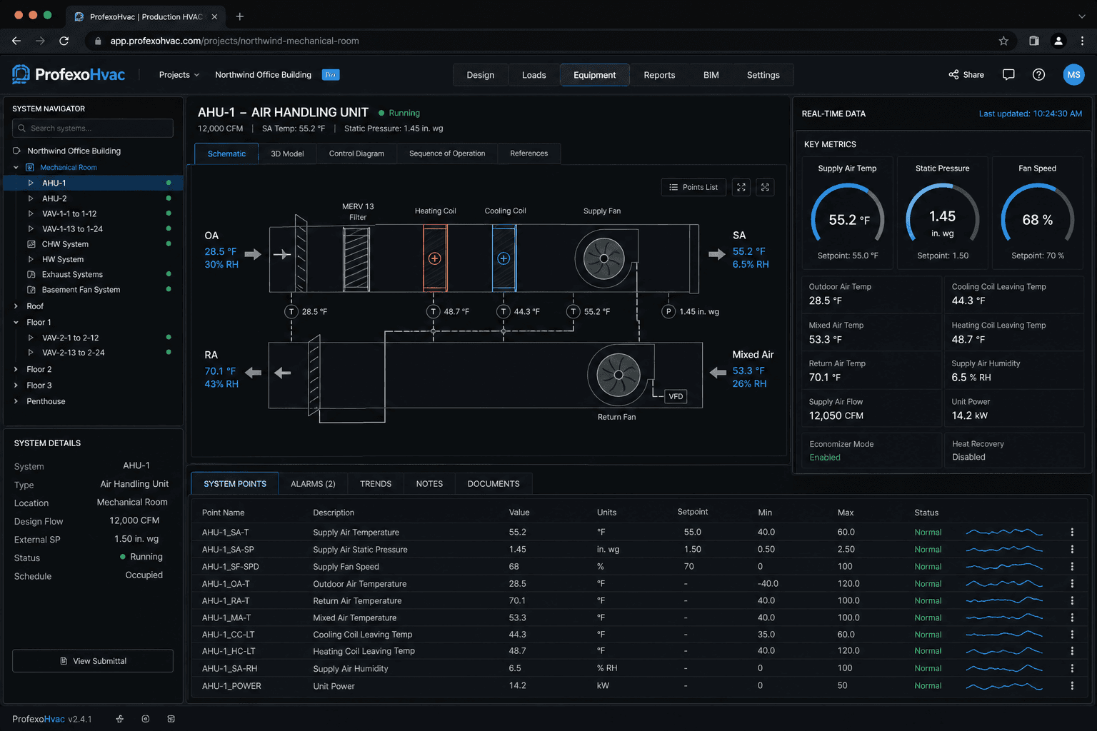 ProfexoHvac engineering workflow dashboard